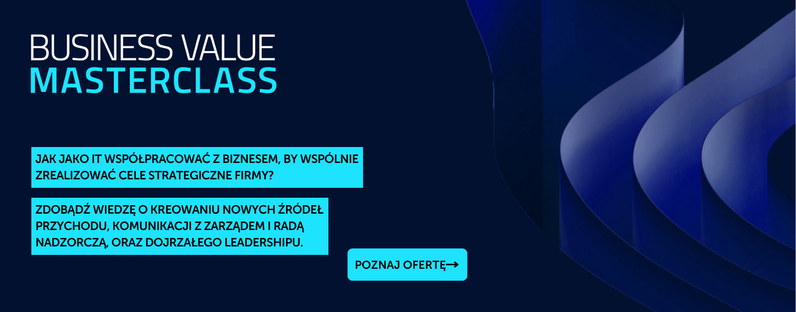 Business Value Mastrclass - baner przekierowujący